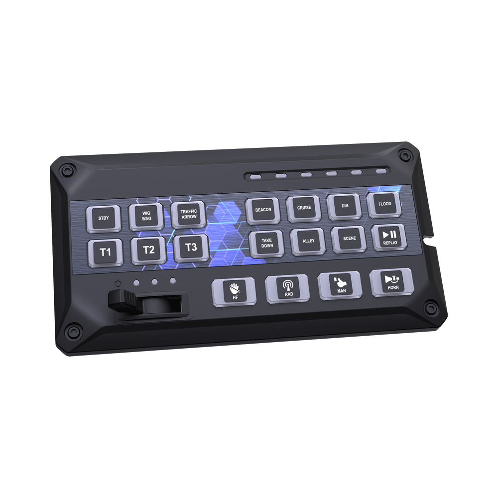 Sirena Vehicular de 200W de Potencia, Con Controlador de Panel Deslizante de 19 botones, indicador de flecha de tráfico de 6 LED, 12 Salidas Auxiliares - Image 3