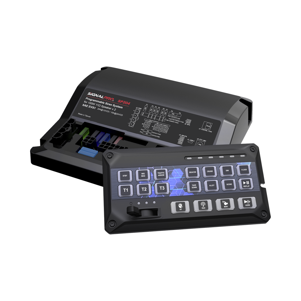 Sirena Vehicular de 200W de Potencia, Con Controlador de Panel Deslizante de 19 botones, indicador de flecha de tráfico de 6 LED, 12 Salidas Auxiliares