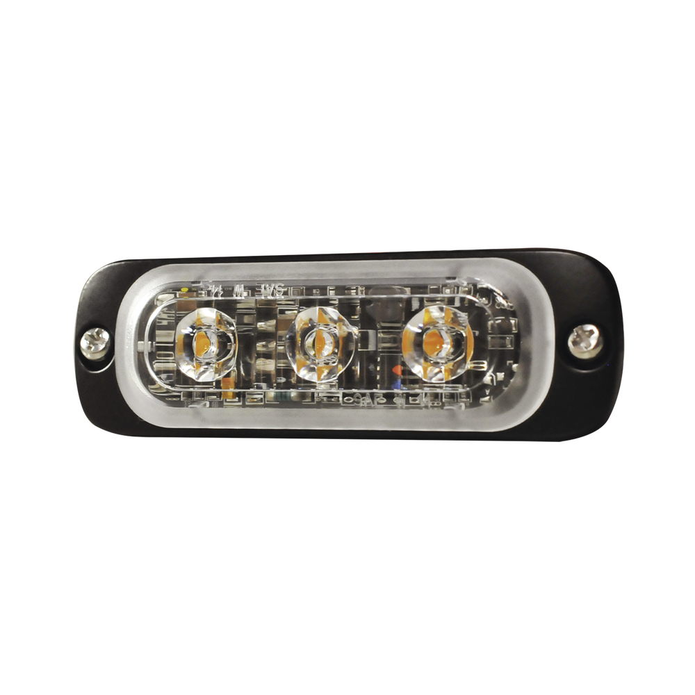 Luz Auxiliar de 3 LED, Roja, SAE, 12-24 Vcd, Lente transparente
