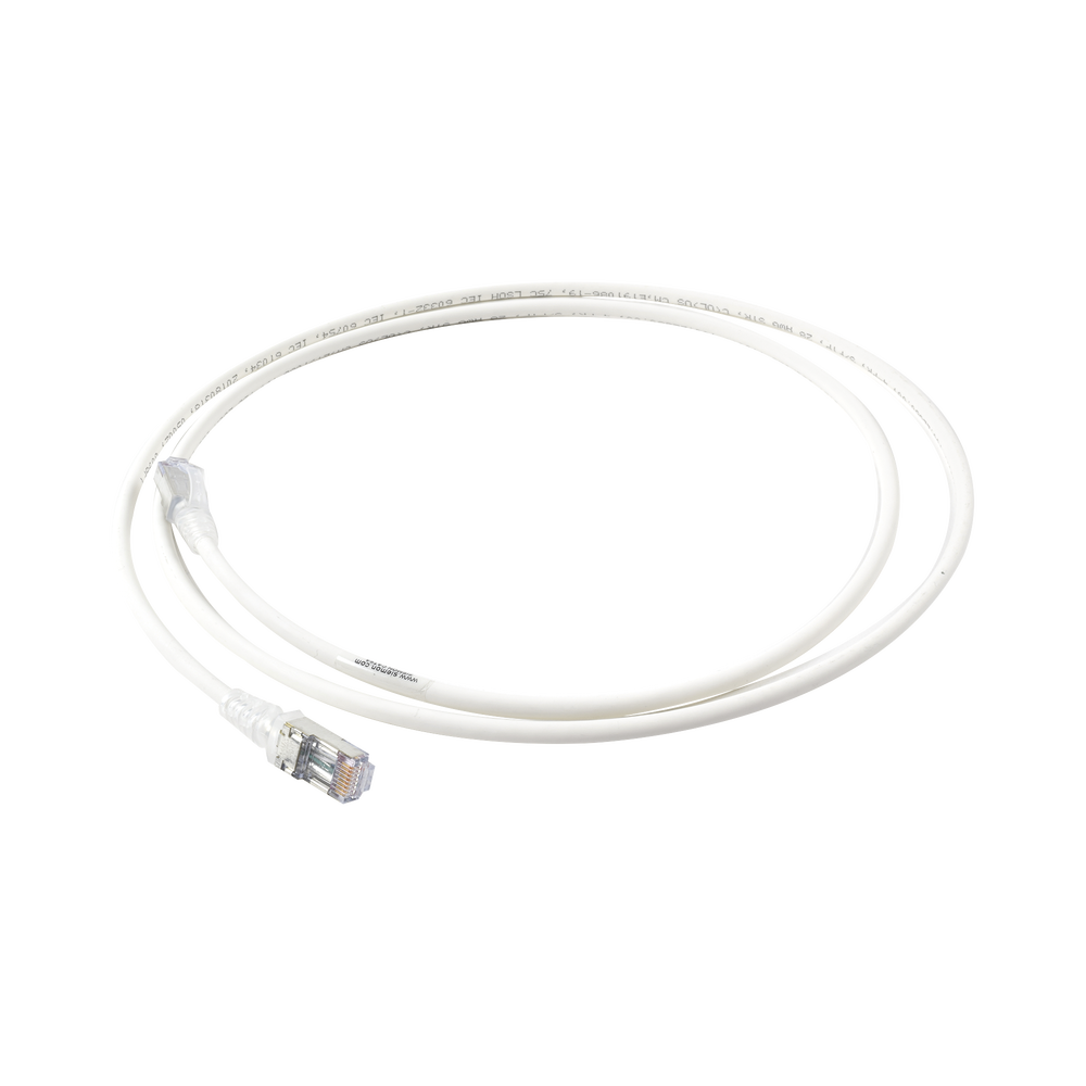 Patch Cord Skinny Cat6A Blindado S/FTP, 1.52 Metros (5 Pies), Di?metro Reducido 28 AWG, Color Blanco