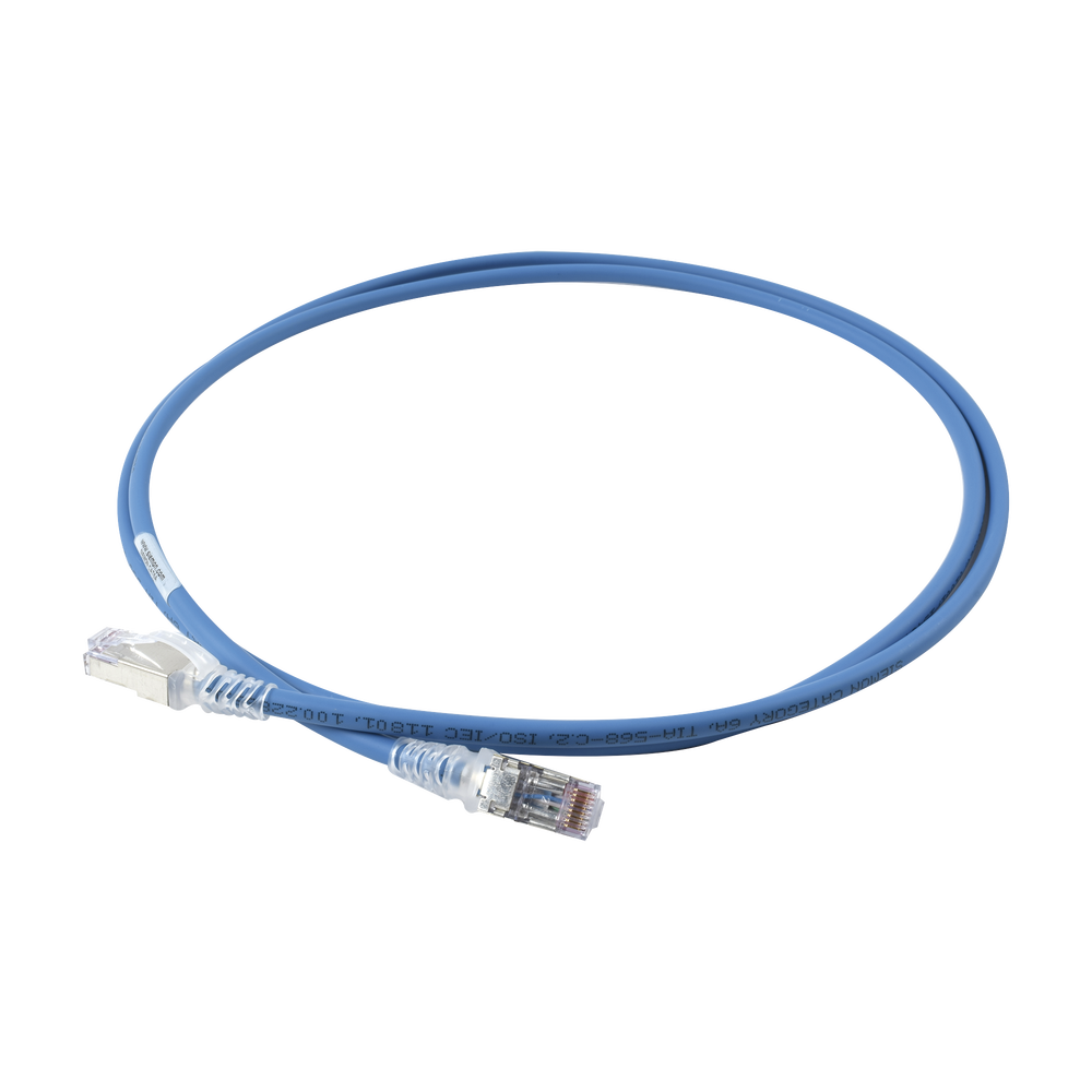 Patch Cord Skinny Cat6A Blindado S/FTP, 1.52 Metros (5 Pies), Di?metro Reducido 28 AWG, Color Azul