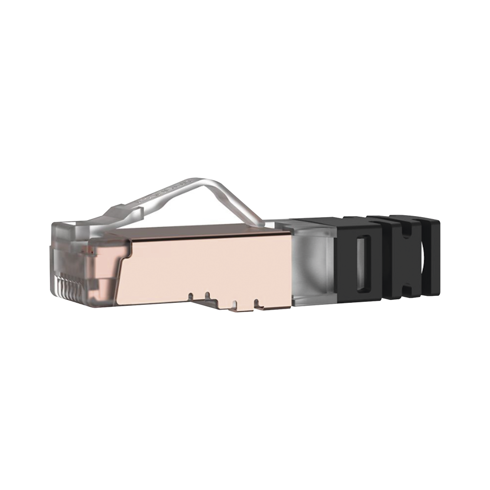 Plug RJ45 Cat6A Blindado, Para Cable Calibre 23-24 AWG, Chapado en Oro de 50 Micras, Paquete de 100 Piezas