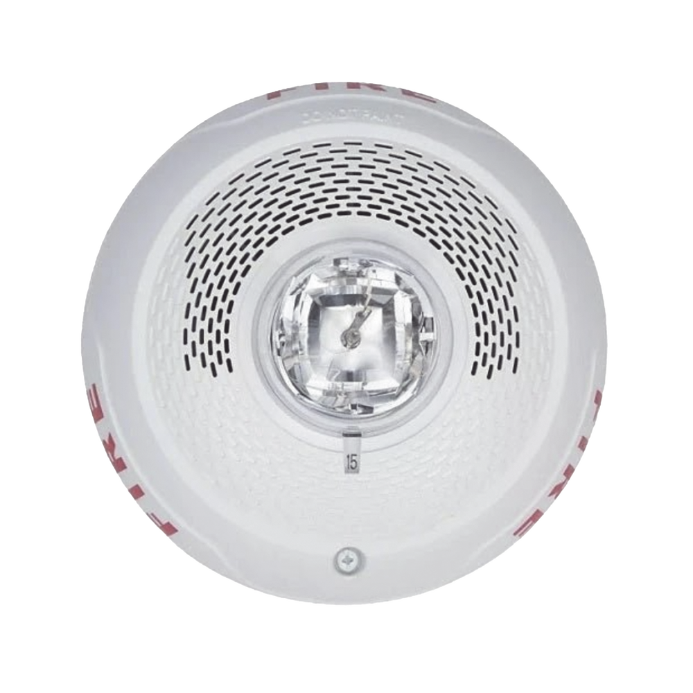 Bocina con Lámpara Estroboscópica, Montaje en Techo, Color Blanco, Nuevo Diseño Moderno y Elegante y Menor Consumo de Corriente