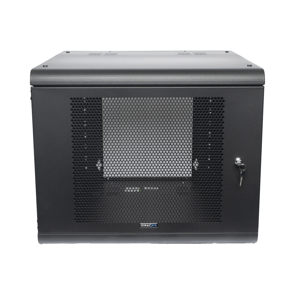 Gabinete de Pared con Puerta Perforada, 635mm de Profundidad, 9U Rack de 19 in, Acero Reforzado