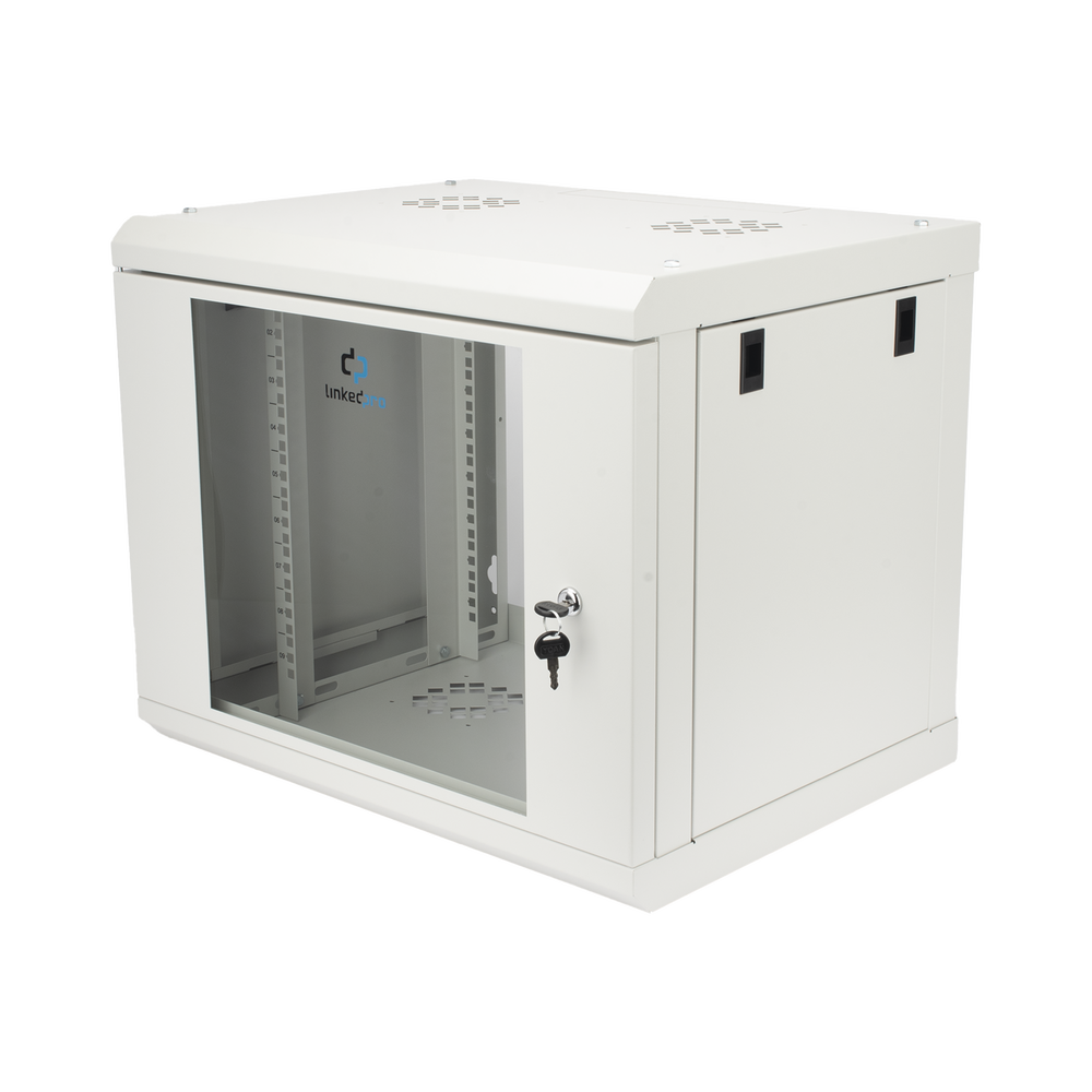 Gabinete de Pared de 9U con Puerta de Cristal Templado, 479.5 mm de Profundidad, Rack de 19'', Acero Reforzado Gris Mate