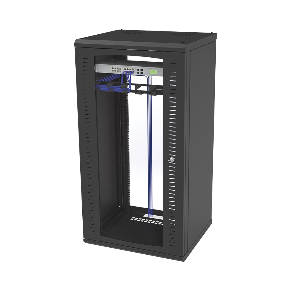 Gabinete para Montaje en Pared, Puerta de Cristal Templado, Cuerpo Fijo con Rack 19" de 24 Unidades - Image 6