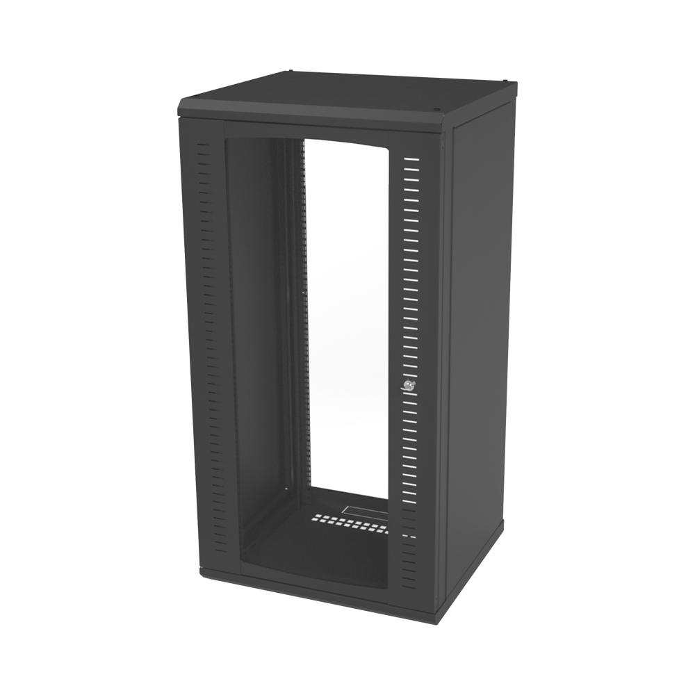 Gabinete para Montaje en Pared, Puerta de Cristal Templado, Cuerpo Fijo con Rack 19" de 24 Unidades
