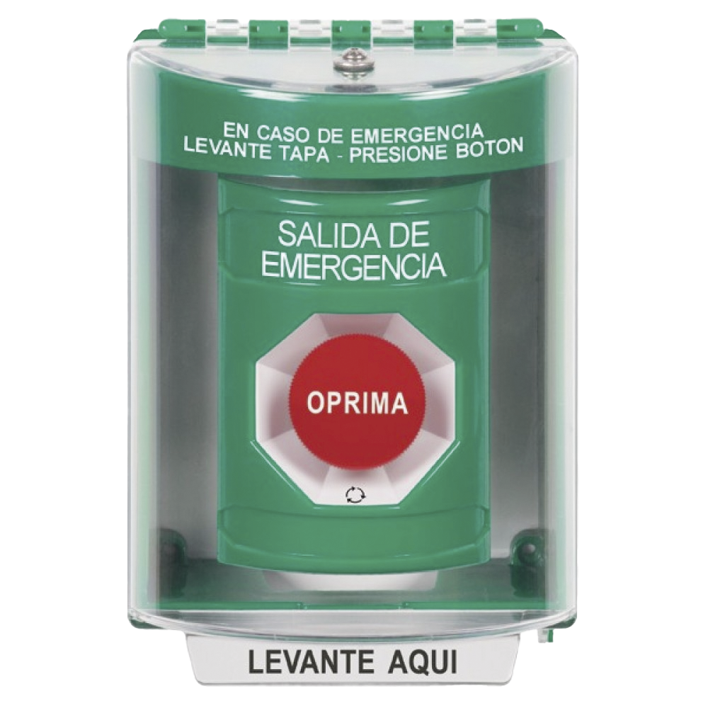 Botón Multipropósito, Salida De Emergencia, Girar Para Reset, Español, Cubierta De Policarbonato, 2 Relevadores NO/NC, Interior/Exterior