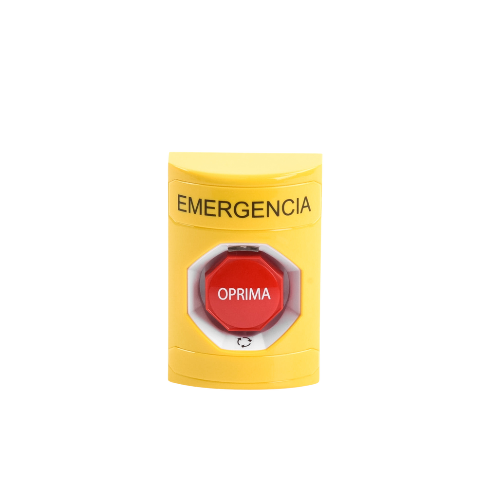Botón de Emergencia en Español, Color Amarillo, Acción Mantenida, Girar para Restablecer y LED Multicolor - Image 4
