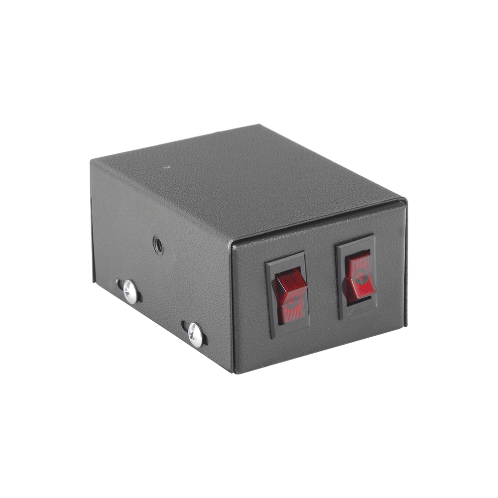 Gabinete metálico con 2 interruptores iluminados para barra de luces