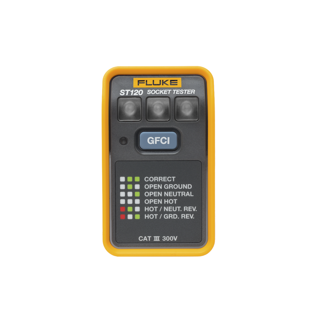 Probador de Tomacorriente Eléctrico Estándar o GFCI, Con LEDs de Alto Brillo y Gráfico Incluido Para Verificar Rápida y Fácilmente el Cableado