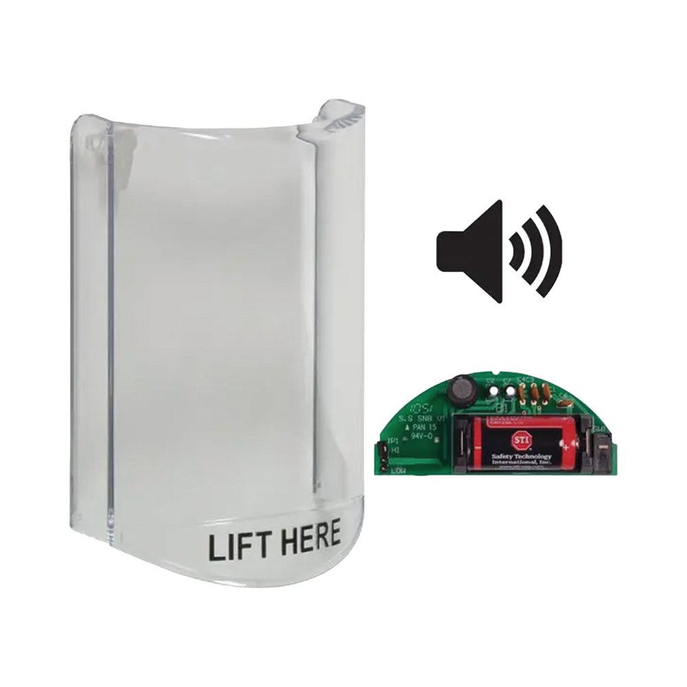 Cubierta Protectora De Policarbonato, S?per Resistente, Con Sonido, Texto En Ingles, Para Botones Multiusos Serie Stopper Station De STI