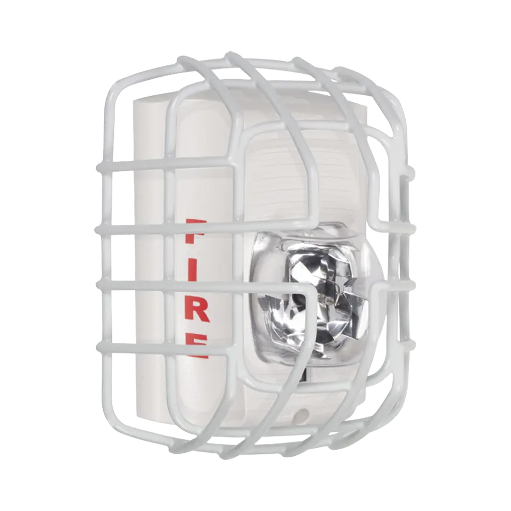 Protector De Rejilla Anti Vandalismo Y Golpes Accidentales, Color Blanco, Para Sirenas/Estrobos/Bocinas System Sensor, Montaje a Ras, 7.40"Altox6.15"Anchox3.39"Profundidad