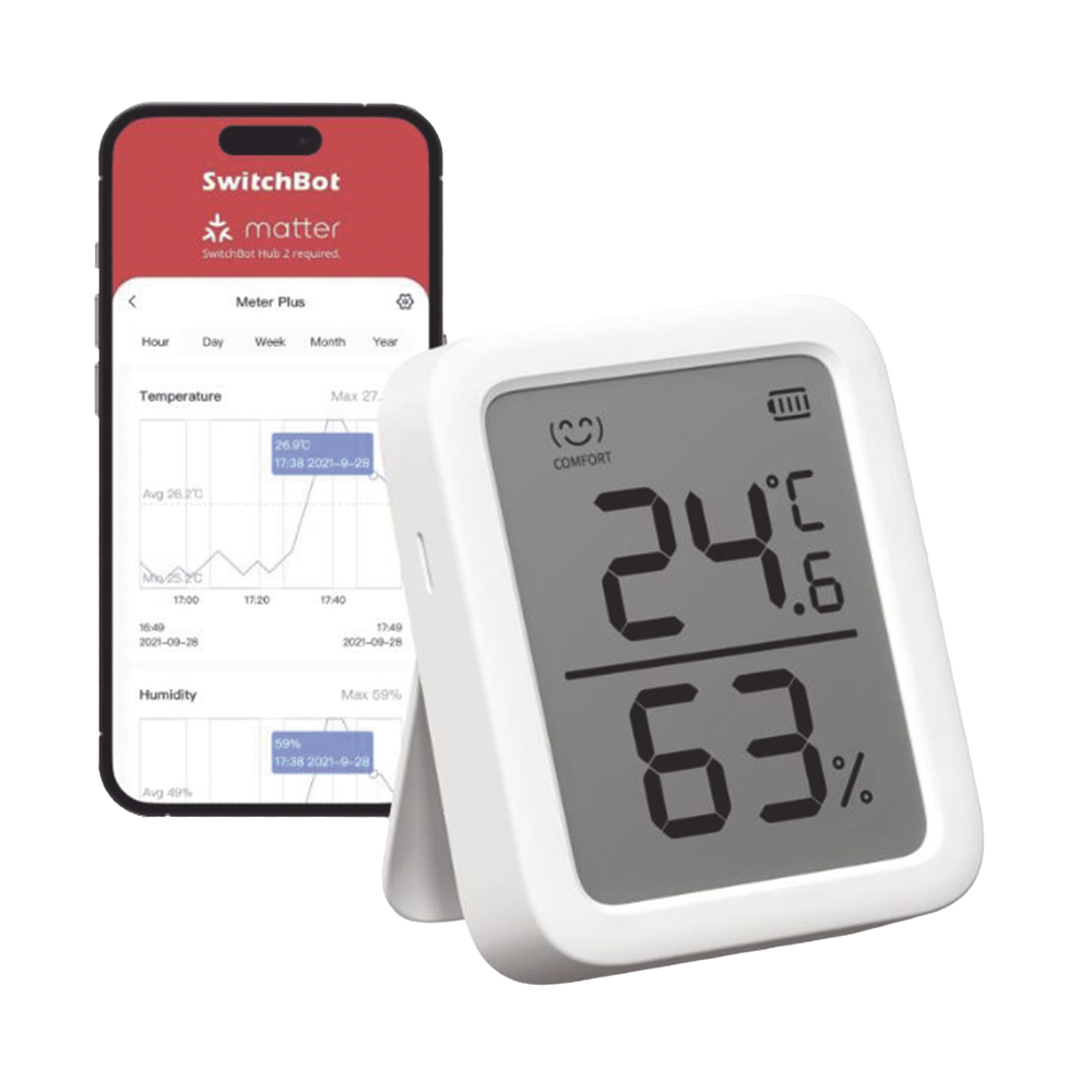 Medidor de temperatura y humedad Datos en pantalla / inalámbrico BLUETOOTH compatible con HUB SwitchBot
