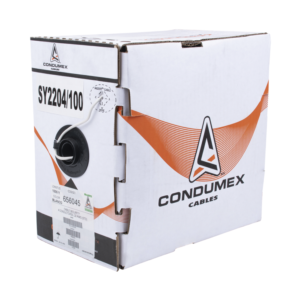 Bobina de 305 Metros (1000 Pies) / Cable de Cobre / 4 x 22 AWG / Tipo Alarmas UL / Para Interior / Color Blanco / Para Aplicaciones de Alarmas de Intrusi?n / Interfonos / TV Porteros / y Multi-Prop?sito / Hecho en M?xico