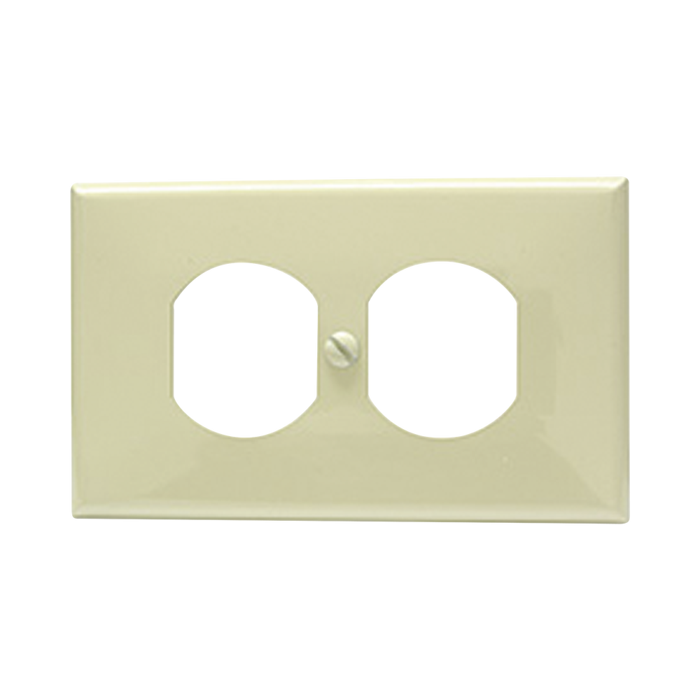 Placa de plástico para contacto dúplex color marfil.