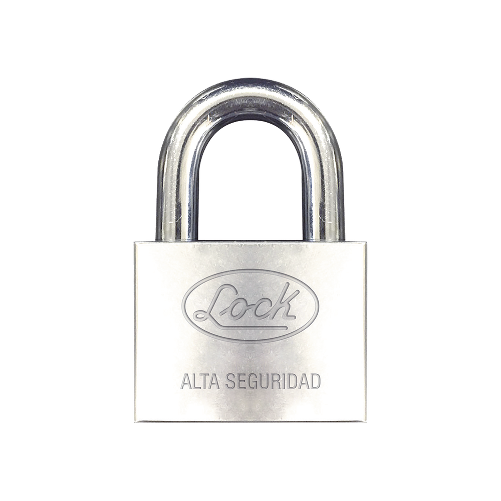 Candado de hierro alta seguridad con llave de disco/ Acabado Cromado/ Llaves Abloy/ Medida de Horquilla 50 mm.