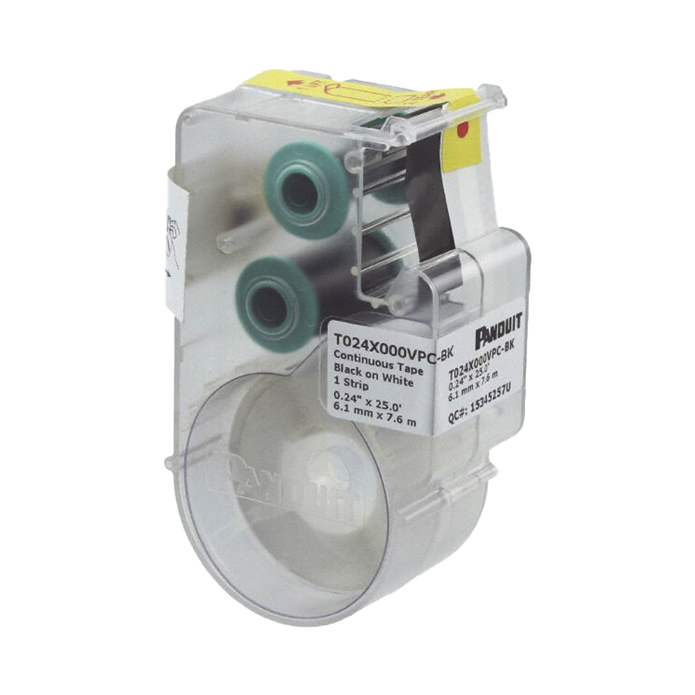 Casete de Etiqueta de Vinilo de Cinta Continua, Color Negro Sobre Blanco, Uso Interior/Exterior, 6.1 mm de Ancho x 7.6 Metros (24.93 Pies) de Largo