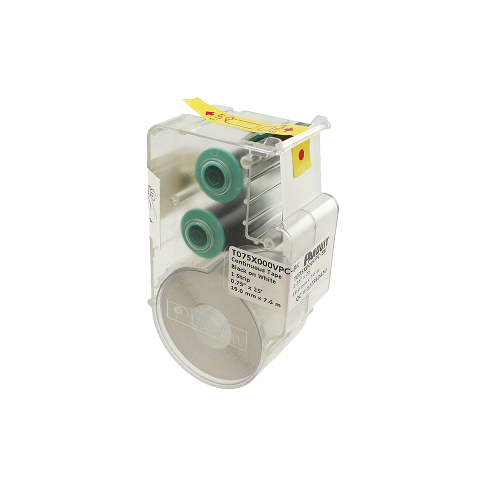 Casete de Etiquetas de Vinilo de Cinta Continua, Color Negro Sobre Blanco, Uso Interior/Exterior, 19.05 mm de Ancho x 7.6 Metros (24.93 Pies) de Largo