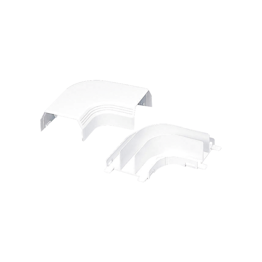 Curva de radio controlado, para uso con canaleta T45, Material PVC Rígido, Color Blanco Mate