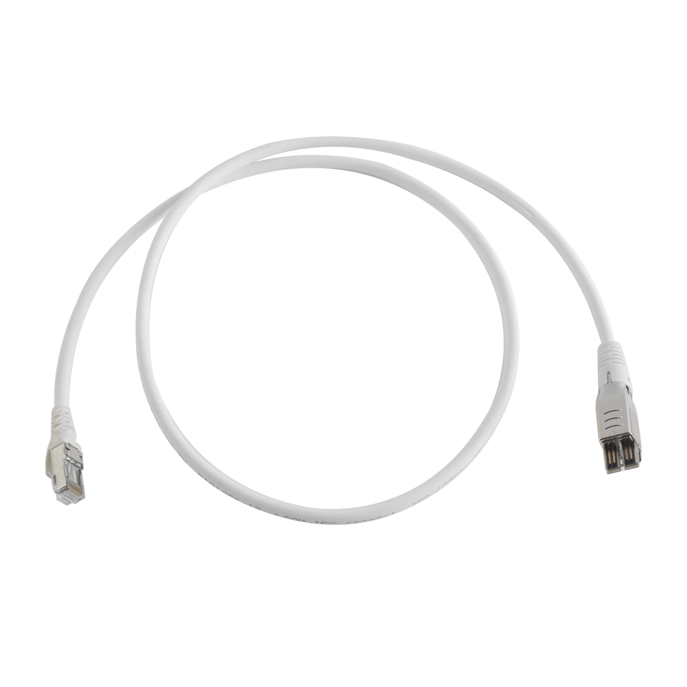 Patch Cord TERA Cat6A 1/10G Ethernet, de 4 Pares y Conector Modular, LS0H, Color Marfil, 1 Metro (3.28 Pies)