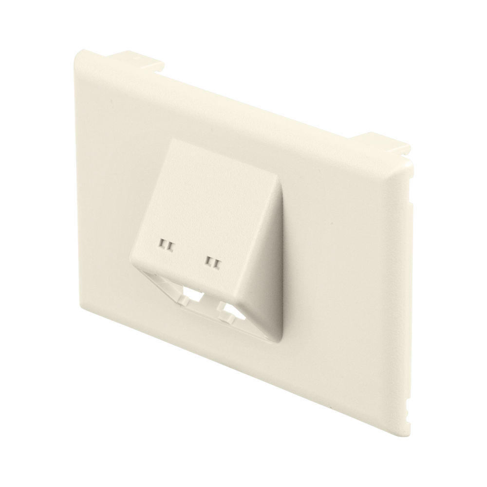 Placa de Pared Horizontal T70, Salida Para 2 Puertos Mini-Com, Con Espacios Para Etiquetas, Color Blanco Mate