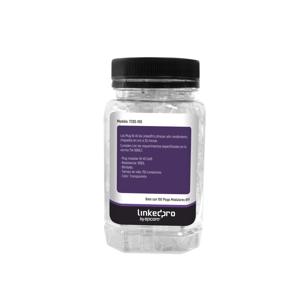 Bote con 100 Piezas de Plug Modular RJ45 Cat6 Blindado, Chapado de Oro a 30 Micras para Durabilidad Extrema SIN PIN de Tierra - Image 2