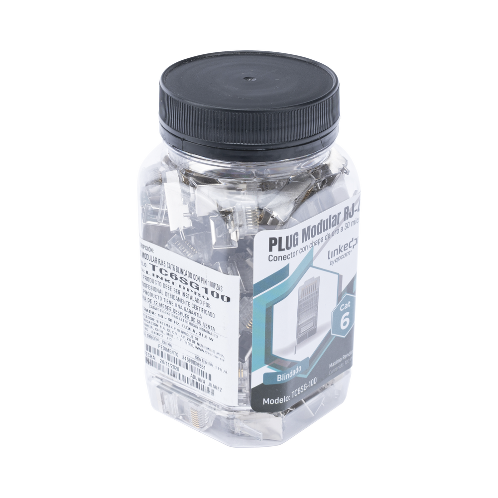 Bote con 100 Piezas de Plug Modular RJ45 Cat6 Blindado con Pin de Tierra, Chapado de Oro a 30 Micras para Durabilidad Extrema - Image 4