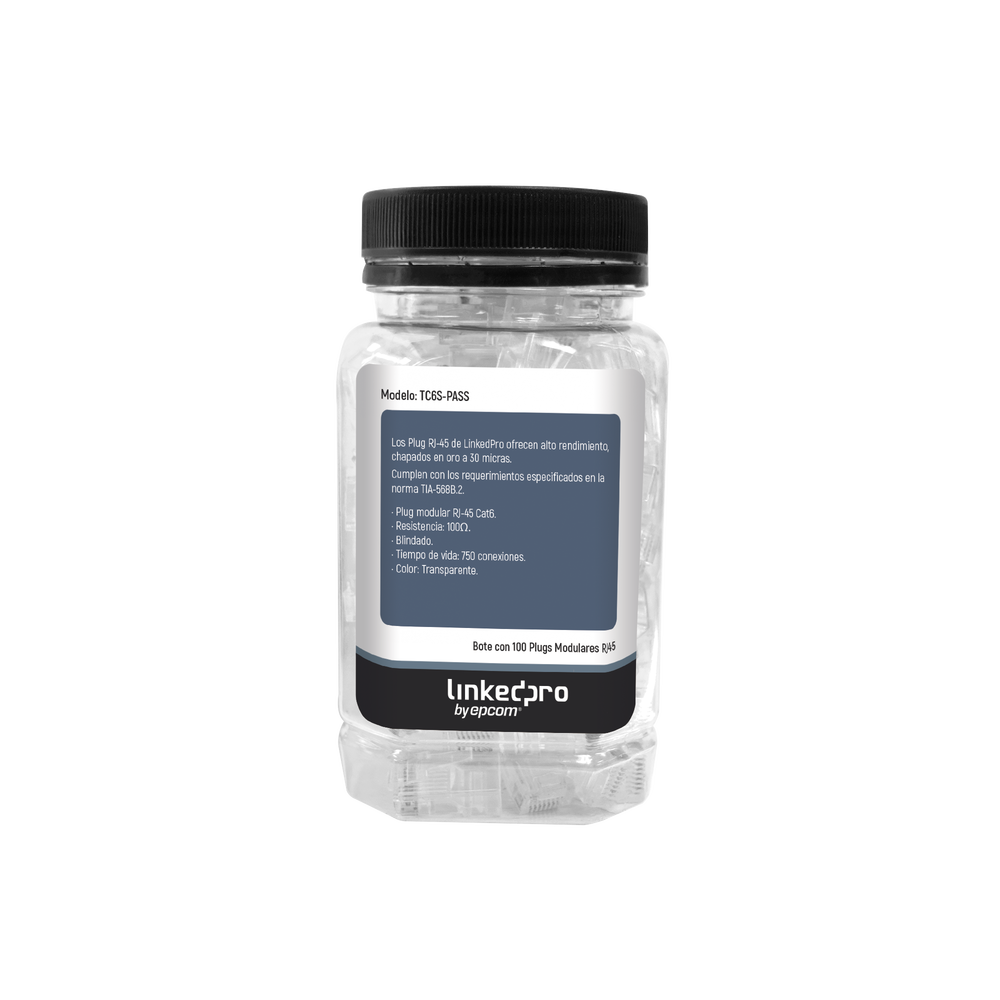 Bote con 100 Plugs Pass Through RJ45 Cat6 Blindado Chapado de Oro a 30 Micras para Durabilidad Extrema - Image 2