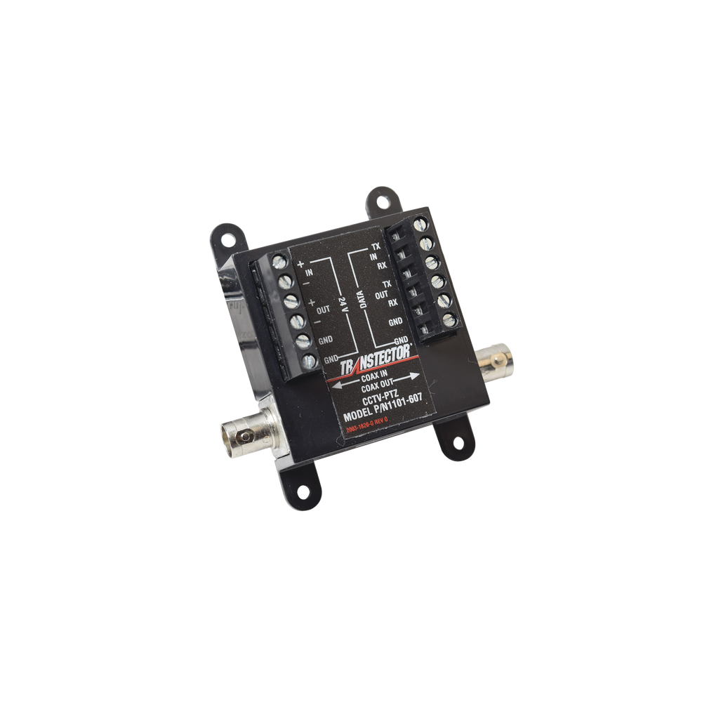 Protector Contra Descargas Eléctricas Para Cámaras PTZ Para 12 Vcc, 24 Vcc y Turbo HD BNC