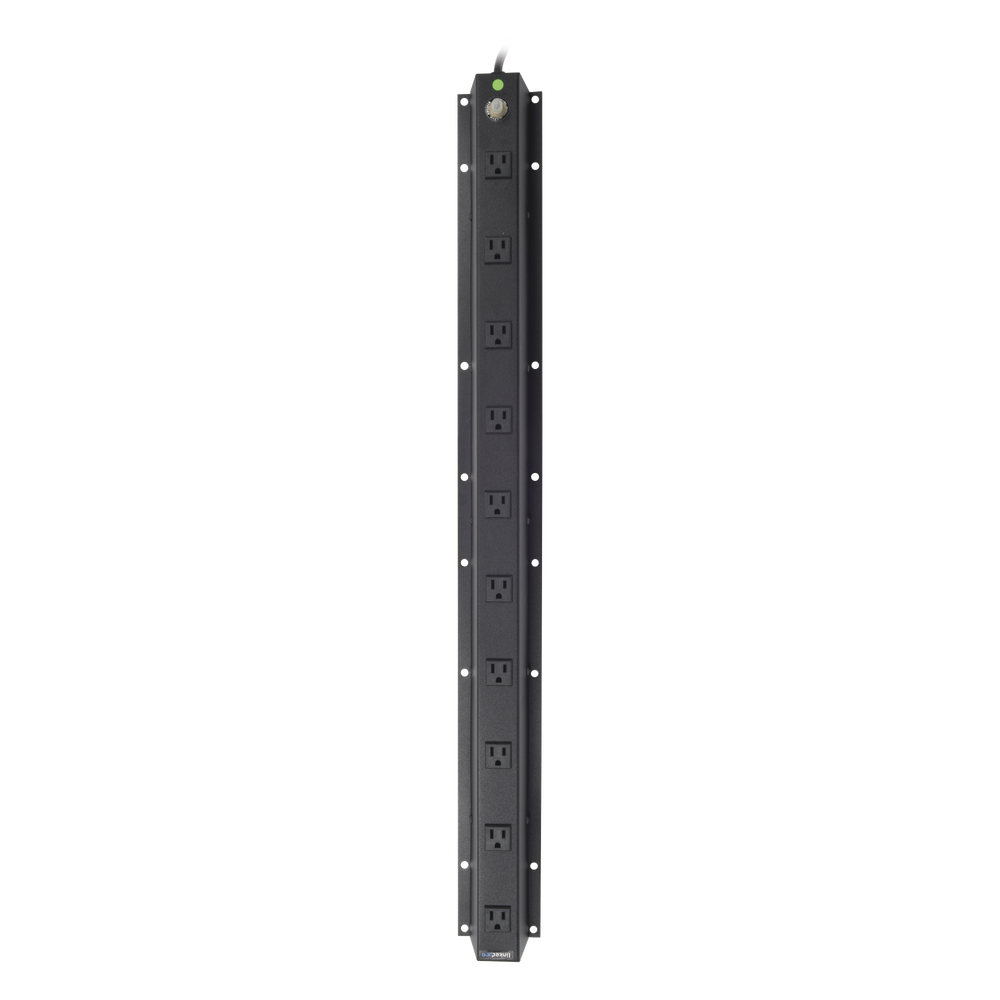 Tomacorriente Vertical (PDU) de 10 Contactos (NEMA 5-15R). Voltaje Entrada/Salida: 120Vca/15A