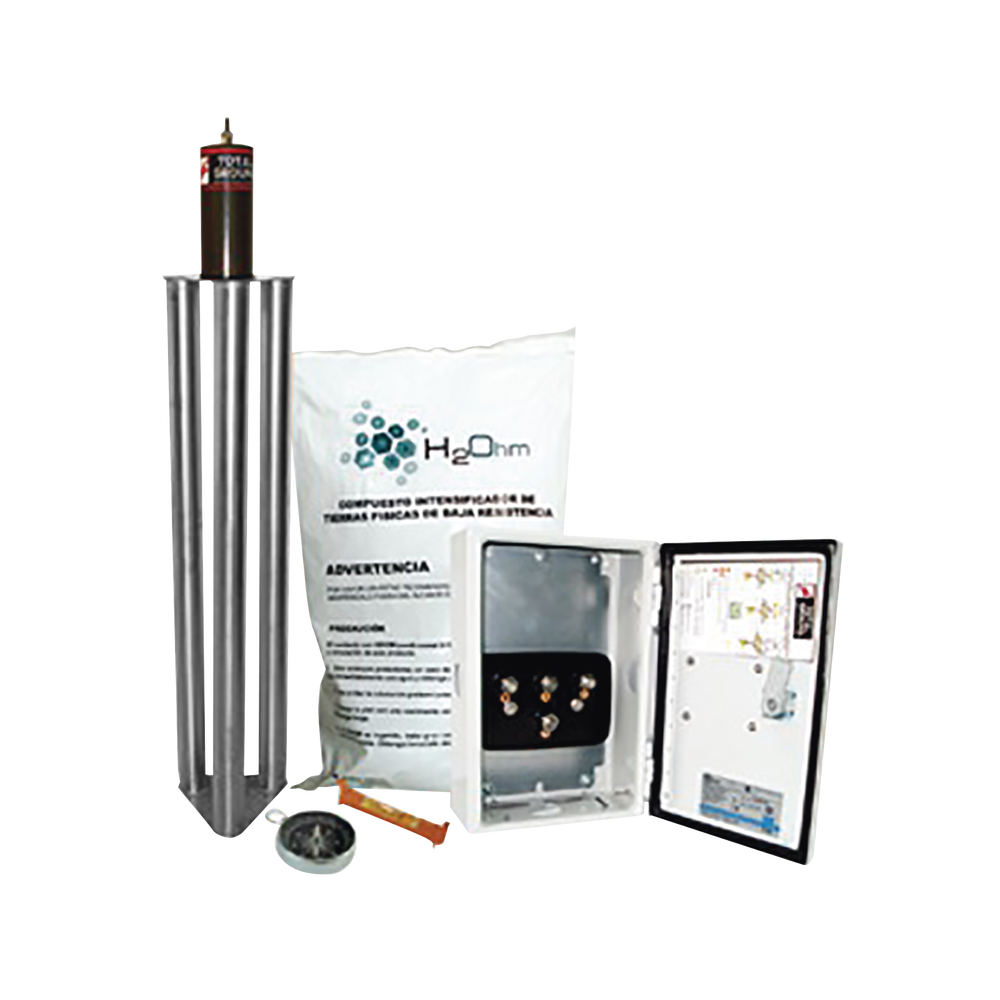 Kit Antivandalico de Puesta a Tierra de 100 Amperes con Electrodo, Filtro y Compuesto H2Ohm.