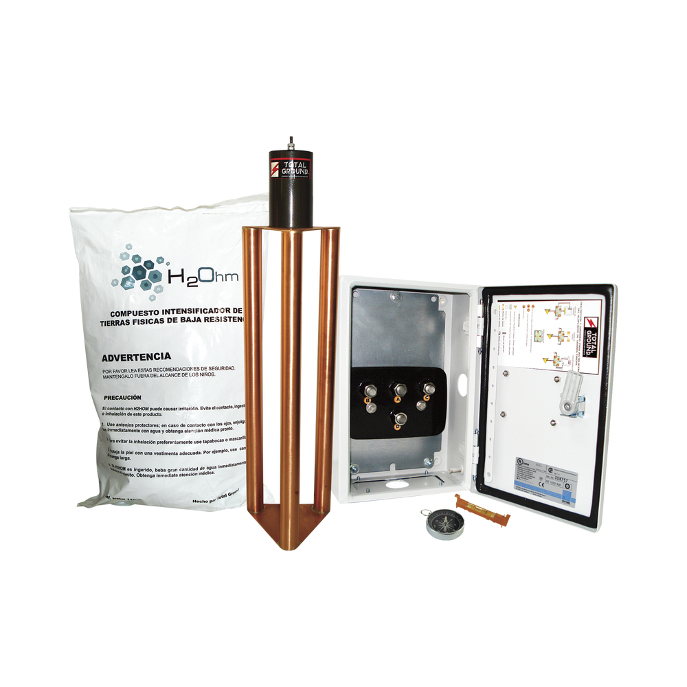 Electrodo de puesta a tierra de 400 A con  Filtro y Compuesto H2Ohm.