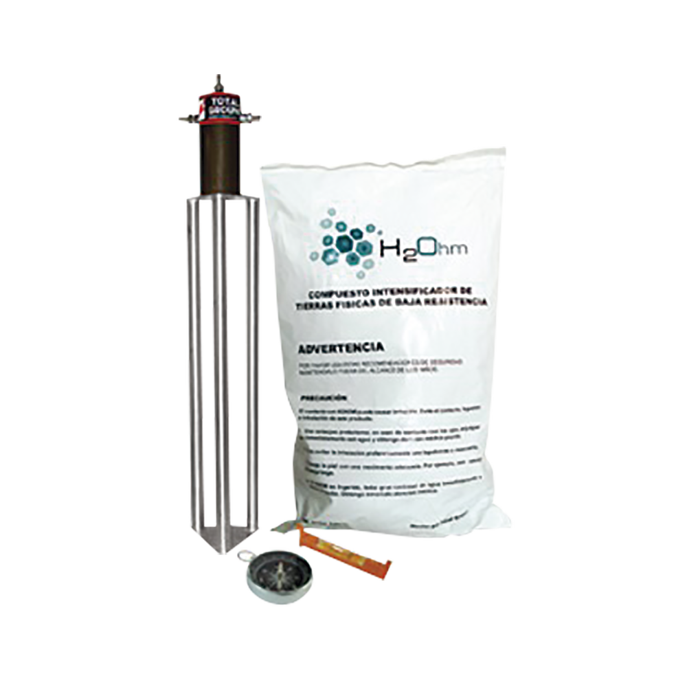 Kit Antivandalico de puesta a tierra de 45 A con Electrodo, Acoplador en Filtro y Compuesto H2Ohm.
