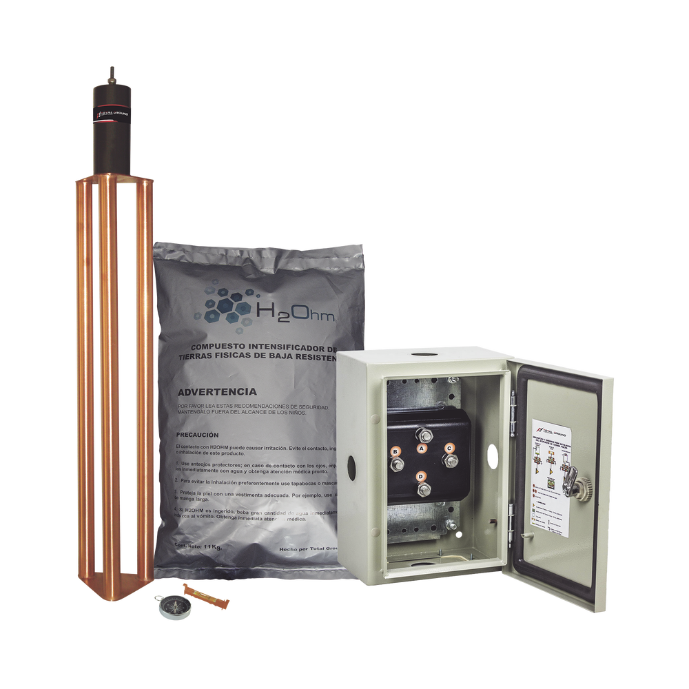 Kit de puesta a tierra de 70 A con Electrodo, Filtro, Acoplador y Compuesto H2Ohm.