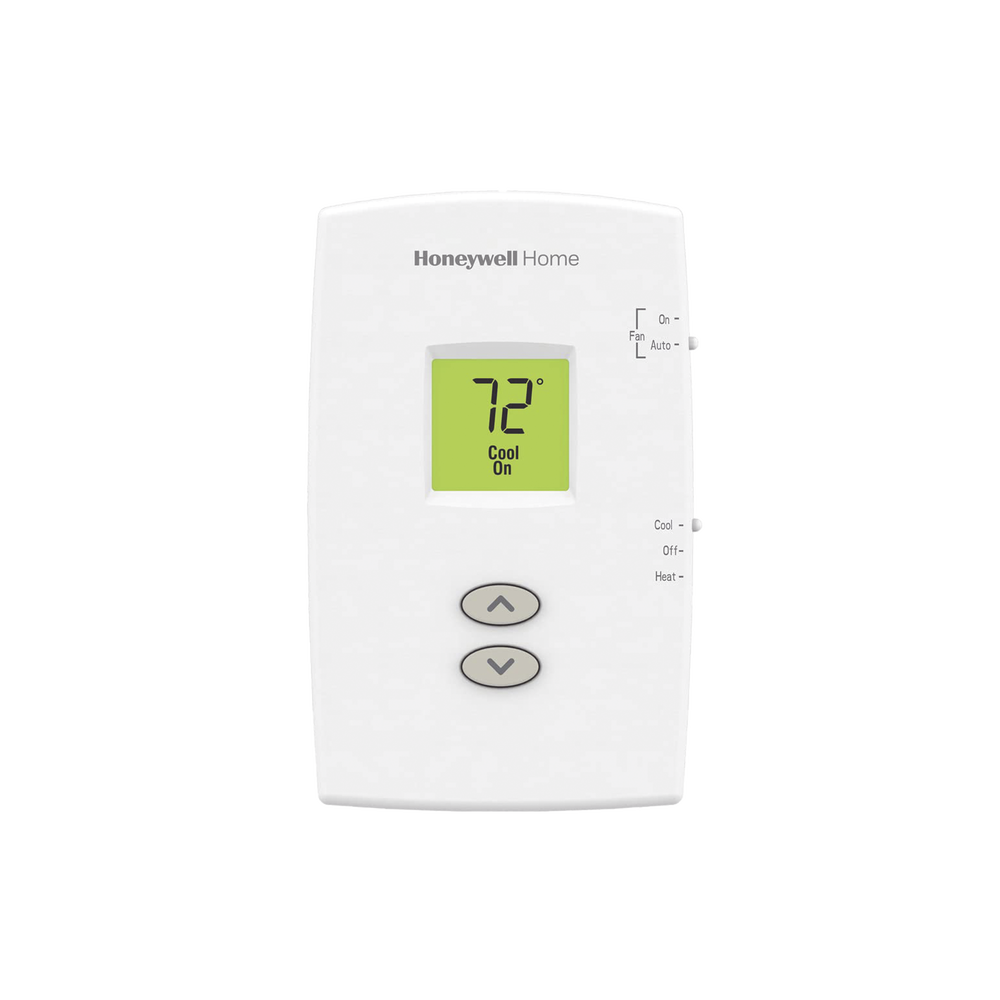 Termostato para sistemas de una sola etapa calor y frio, no programable vertical PRO 1000