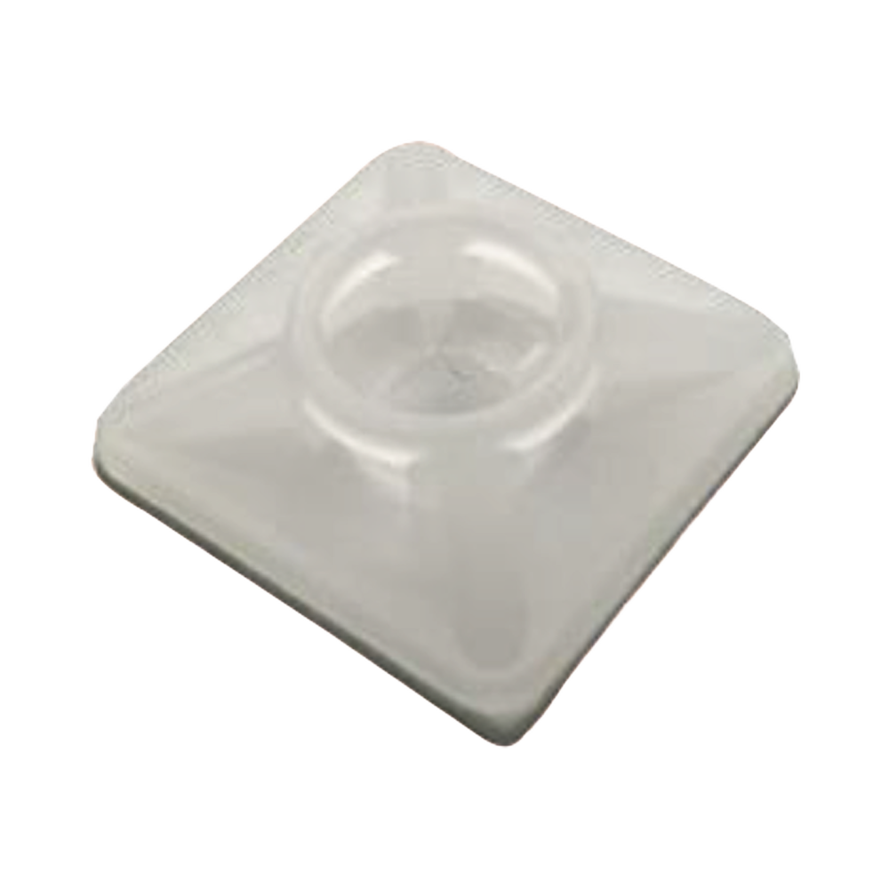 Base Autoadherible para Cinchos Práctica y Eficiente para la Organización y Fijación de Cables, Fabricada en Nylon Resistente y de Color Natural con una Medida de 19x19 mm, Paquete con 100 Piezas (4210-00001)