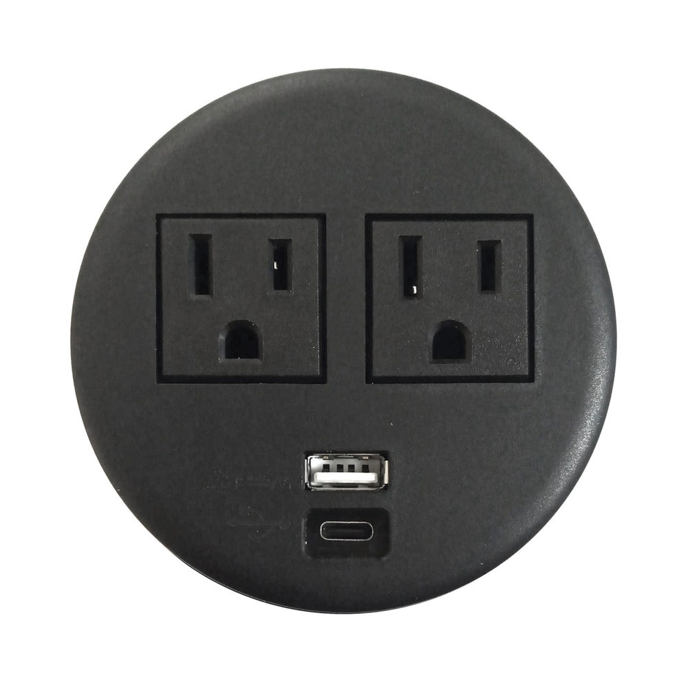 Multicontactos Empotrable Doble/ USB A & C, Color Negro, No Incluye Cable de Poder (11000-83604) - Image 3