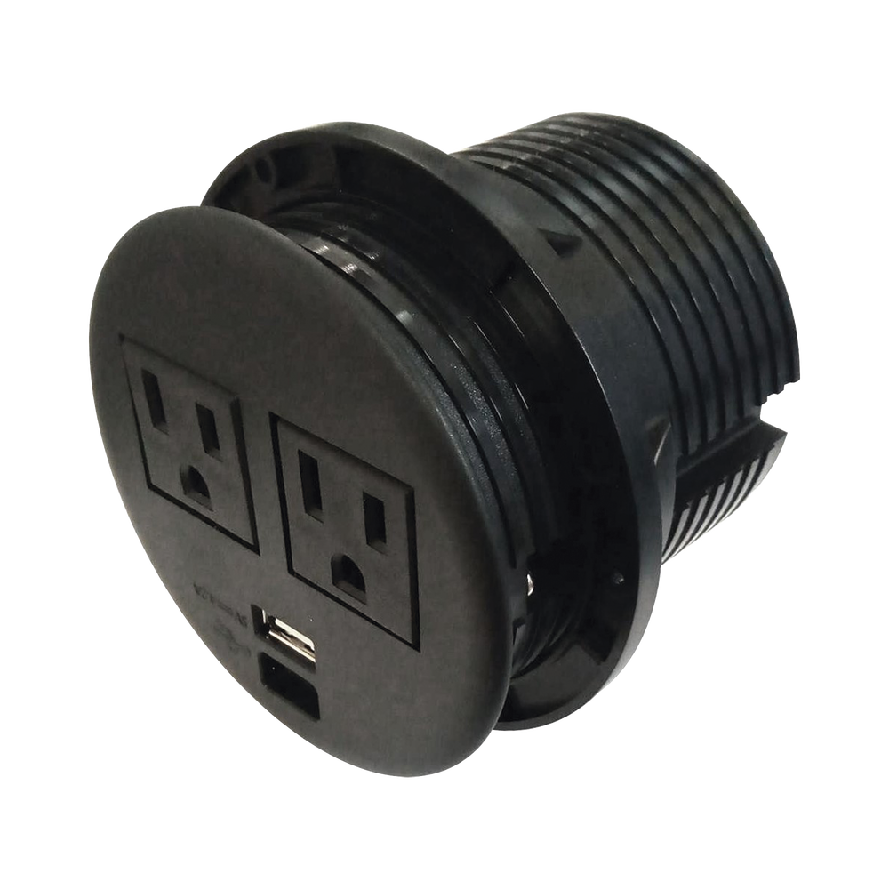 Multicontactos Empotrable Doble/ USB A & C, Color Negro, No Incluye Cable de Poder (11000-83604)