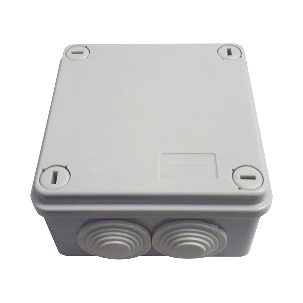 Caja Tipo Estanca IP55, con 6 Entradas, Tapa y Tornillo de Vuelta de 1/4, 100 x 100 x 50 mm (3.94 x 3.94 x 1.97 Pulgadas), Color Gris