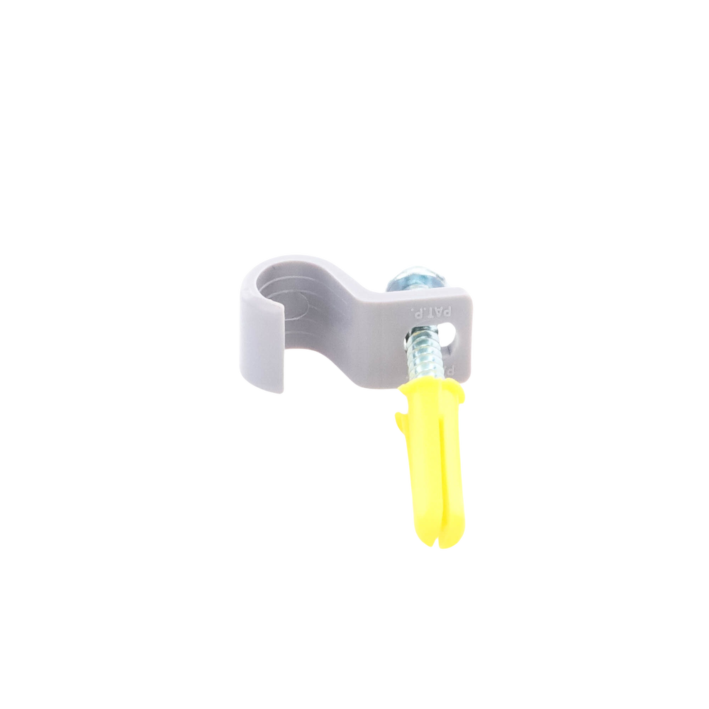 Kit de 12 grapas, 12 taquetes y 12 tornillos para sujetar conductores redondos o tubo en muro (2103-07240) - Image 2