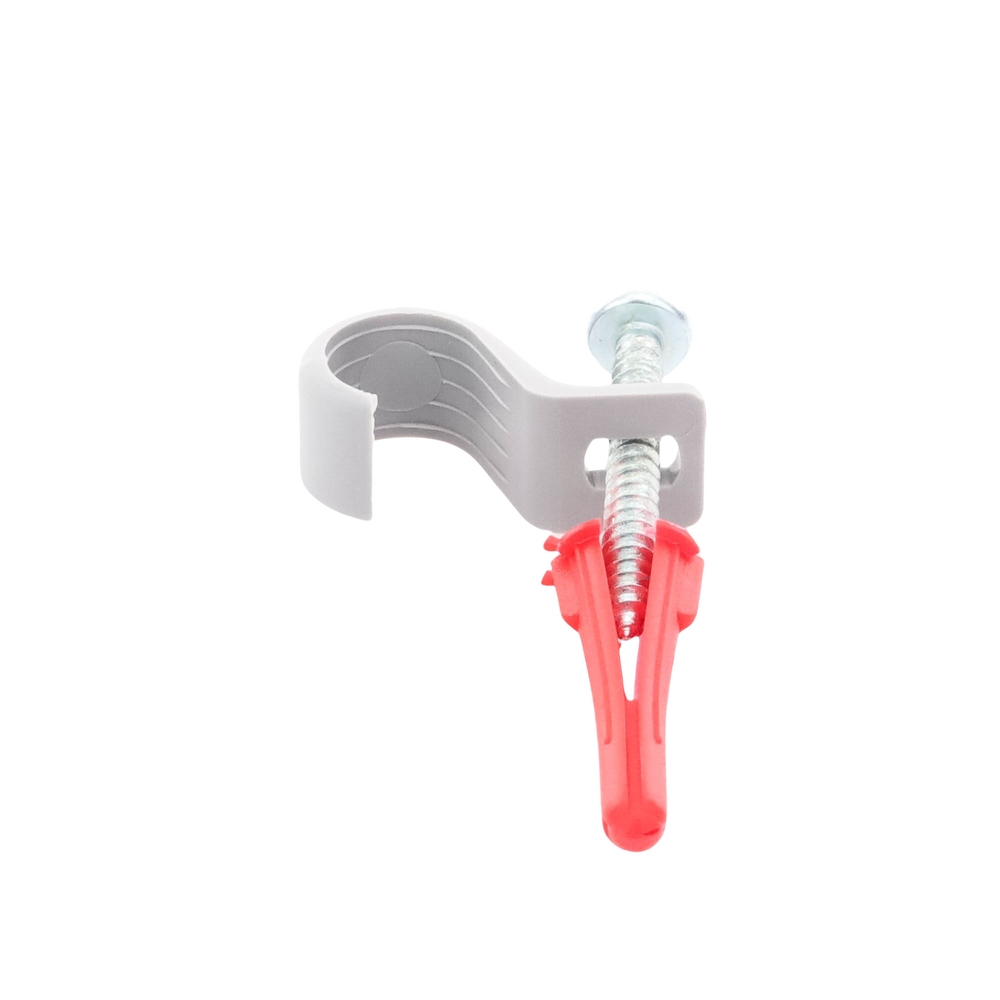 Kit de 8 grapas, 8 taquetes y 8 tornillos para sujetar conductores redondos o tubo en muro (para tubo de 1/2) (2104-07240) - Image 3