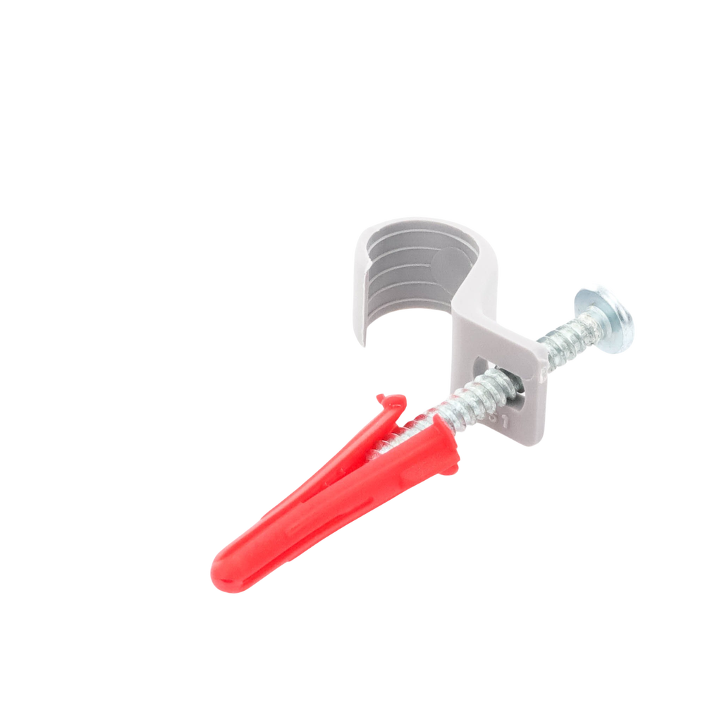 Kit de 8 grapas, 8 taquetes y 8 tornillos para sujetar conductores redondos o tubo en muro (para tubo de 1/2) (2104-07240) - Image 4