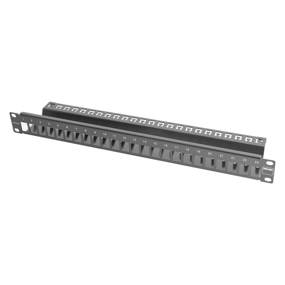 Patch Panel TERA-MAX Blindado de 24 Puertos, Modular (Vac?o), Plano, Color Negro, 1UR - Image 2