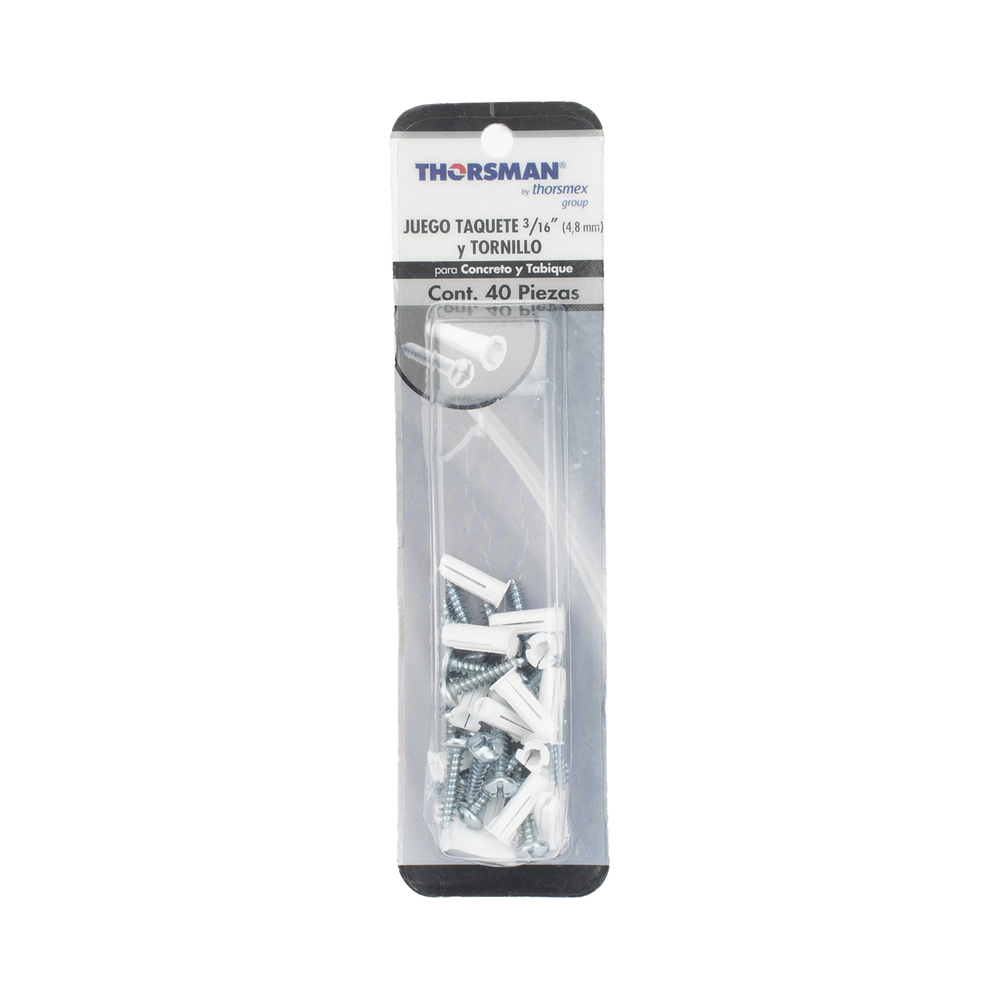 Paquete de 20 taquetes blancos 3/4" y 20 tornillos 8mm x 3/4" (1101-05002) - Image 8
