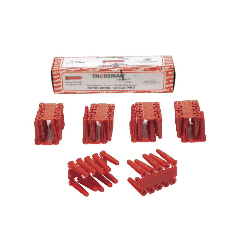 Taquete de 1/4 plástico paquete de 100 piezas para fijar objetos con tornillo en muros y techos de concreto o superficies sólidas, compatible con tornillo TH10X de 10 x 1 1/2" (1103-03100) - Image 2