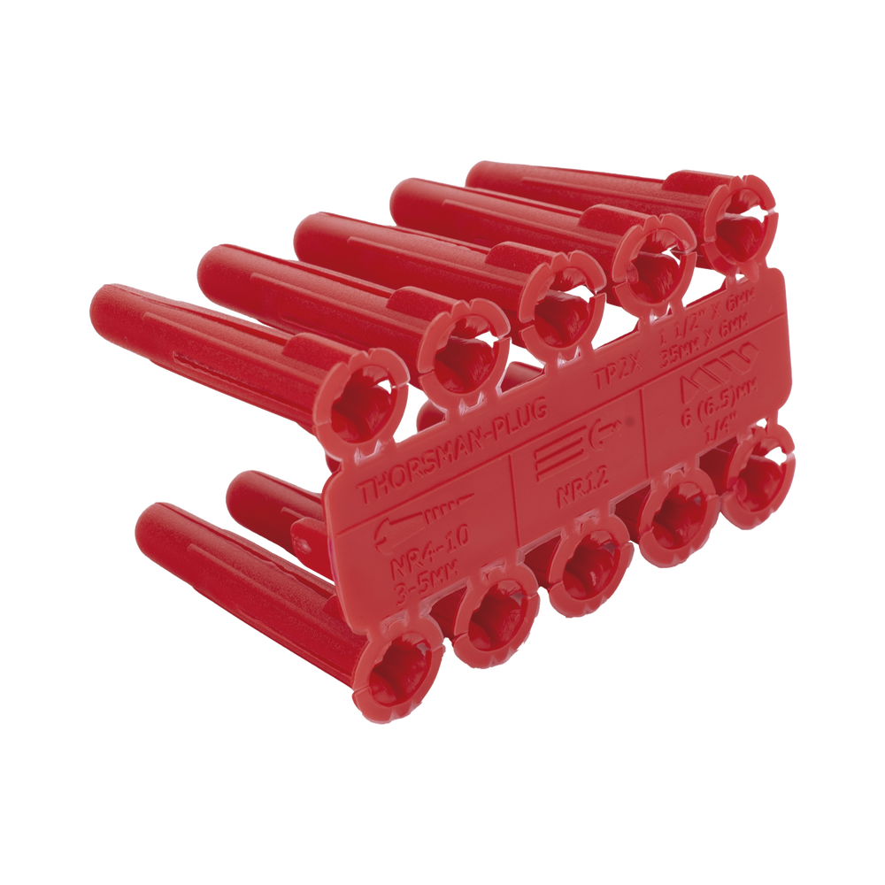 Taquete de 1/4 plástico paquete de 100 piezas para fijar objetos con tornillo en muros y techos de concreto o superficies sólidas, compatible con tornillo TH10X de 10 x 1 1/2" (1103-03100) - Image 3