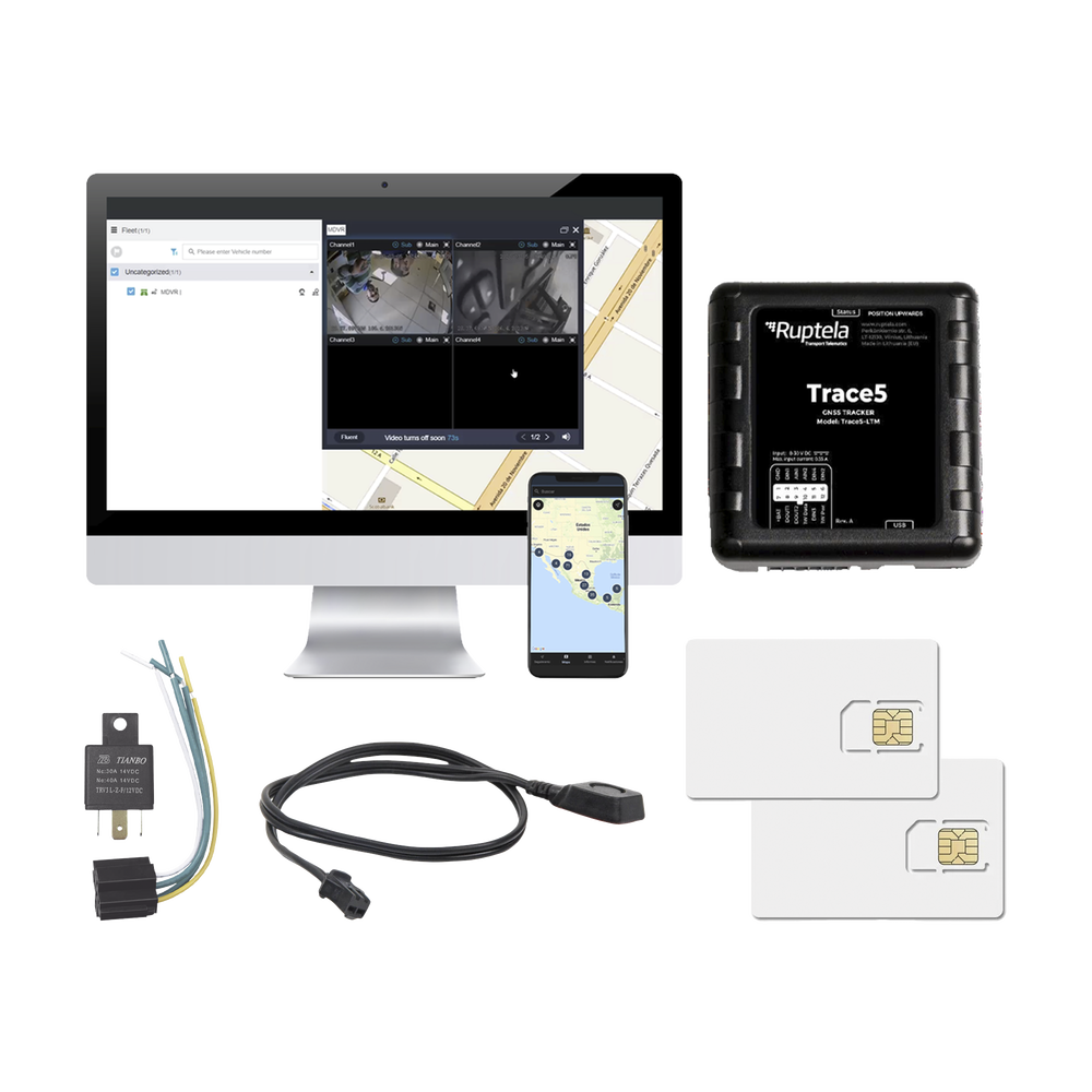 Kit de Localizador Vehicular 2G y 4G/ Rastreo / Conducción eficiente / Deteccion de Jammer / Registro de conductores / Relay + Botón de pánico + EPCOMGPSANUAL + SIM500MB2Y