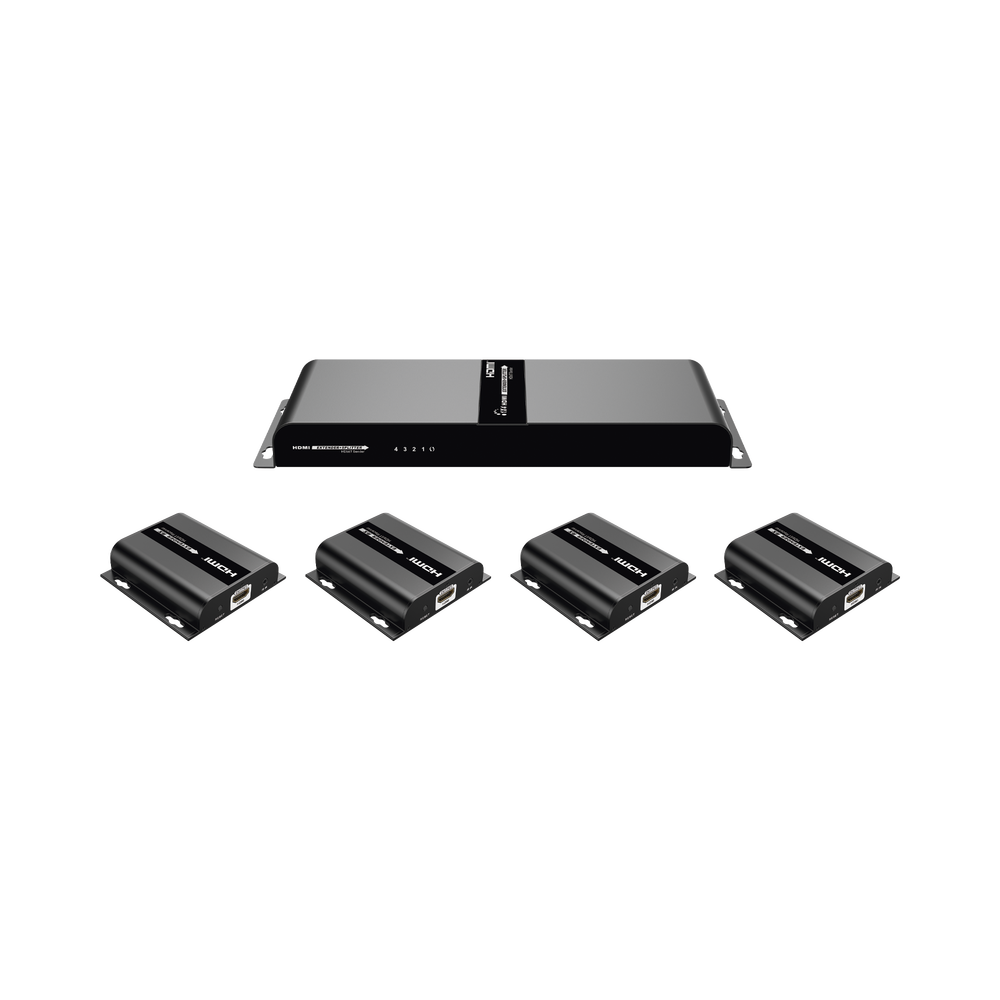 Kit Divisor y Extensor HDMI (Extender Splitter) / Divide 1 Fuente HDMI a 4 Pantallas / Extiende la señal HDMI hasta 120 m / Resolución 1080P @ 60 Hz / Cat 6/6a / Soporta IR / Baja Latencia / Uso24/7 / Alimente solo el Tx (PoC). - Image 3