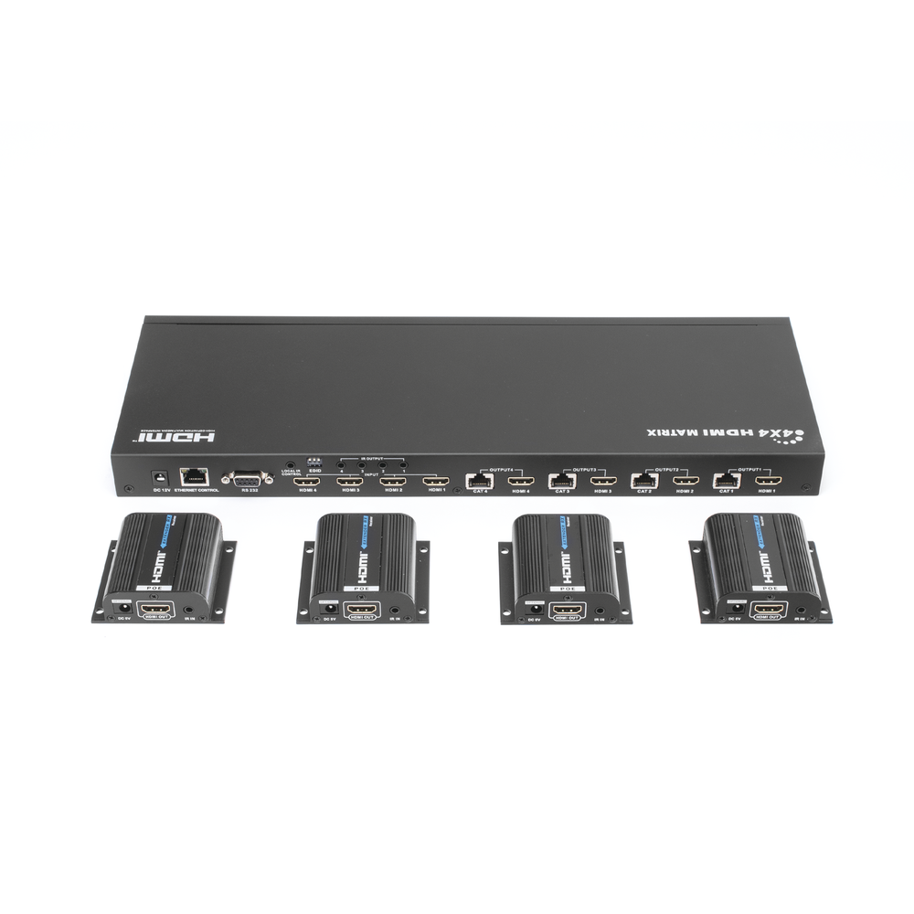 MATRICIAL Y EXTENSOR DE VIDEO HDMI 4 x 4 / 4 Entradas HDMI / 4 Salidas HDMI Loop / 4 Salidas RJ45 para Extender la señal 40 metros por salida / 1080 @ 60Hz / Conmutación por RS232, Control Remoto o Ethernet. - Image 3